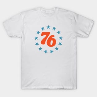 76 - Star Design (Red + Blue on White) T-Shirt